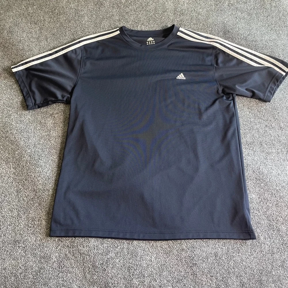 Adidas Active 360 Mens 2XL‎ Navy Blue 3-Stripe Performance Training T-Shirt